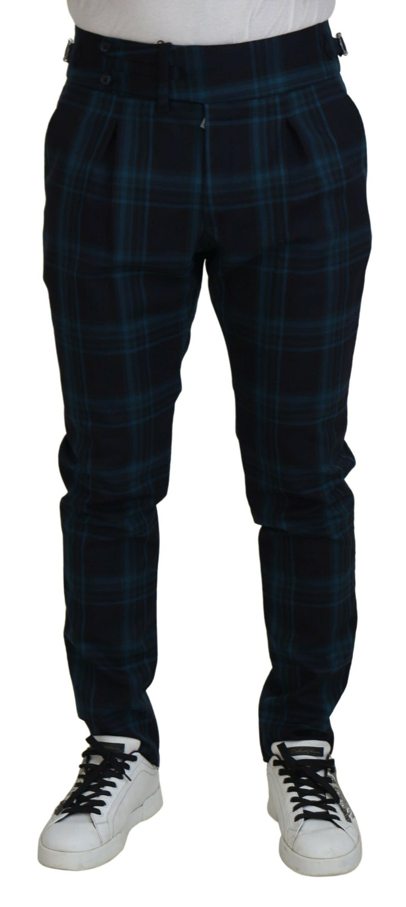 Pantalon en laine à carreaux bleu et violet de Dolce &amp; Gabbana