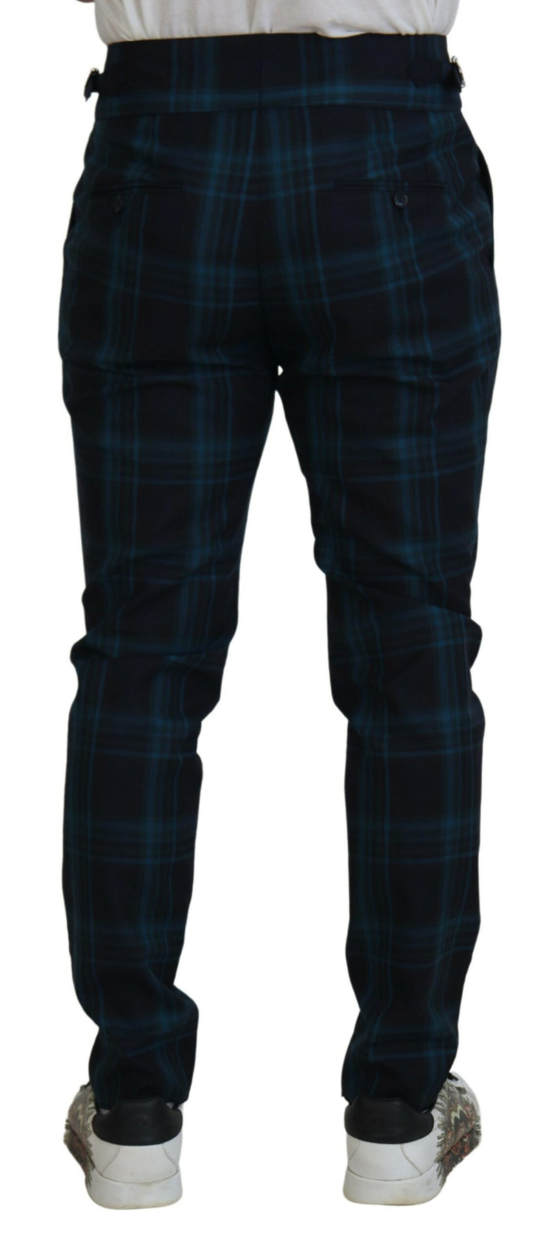 Pantalon en laine à carreaux bleu et violet de Dolce &amp; Gabbana