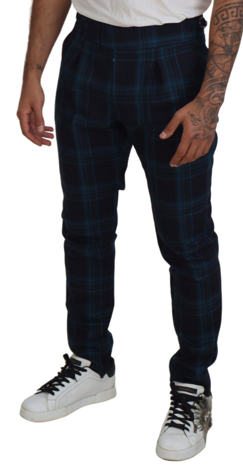 Pantalon en laine à carreaux bleu et violet de Dolce &amp; Gabbana