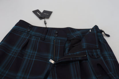 Pantalon en laine à carreaux bleu et violet de Dolce &amp; Gabbana