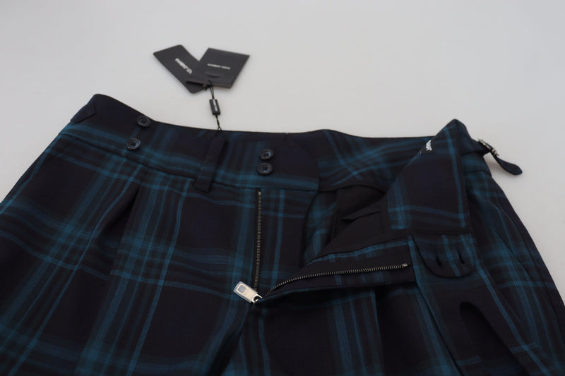 Pantalon en laine à carreaux bleu et violet de Dolce &amp; Gabbana