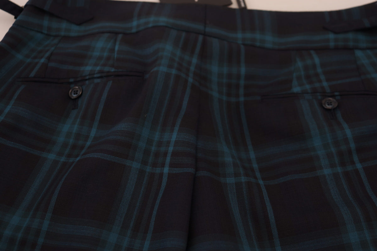 Pantalon en laine à carreaux bleu et violet de Dolce &amp; Gabbana