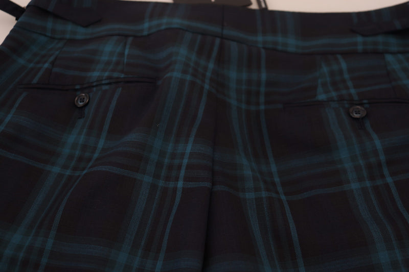 Pantalon en laine à carreaux bleu et violet de Dolce &amp; Gabbana