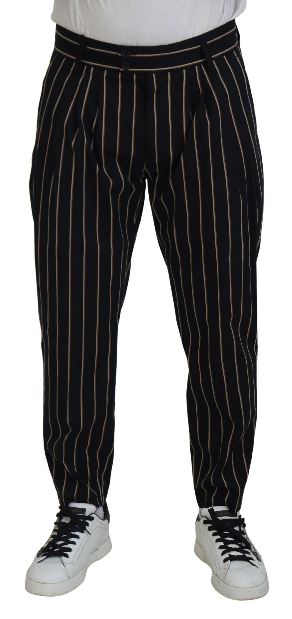 Pantalon en coton stretch rayé noir et beige de Dolce &amp; Gabbana