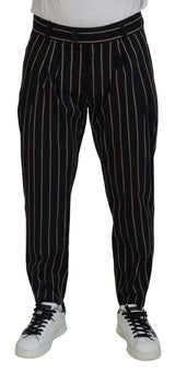 Pantalon en coton stretch rayé noir et beige de Dolce &amp; Gabbana