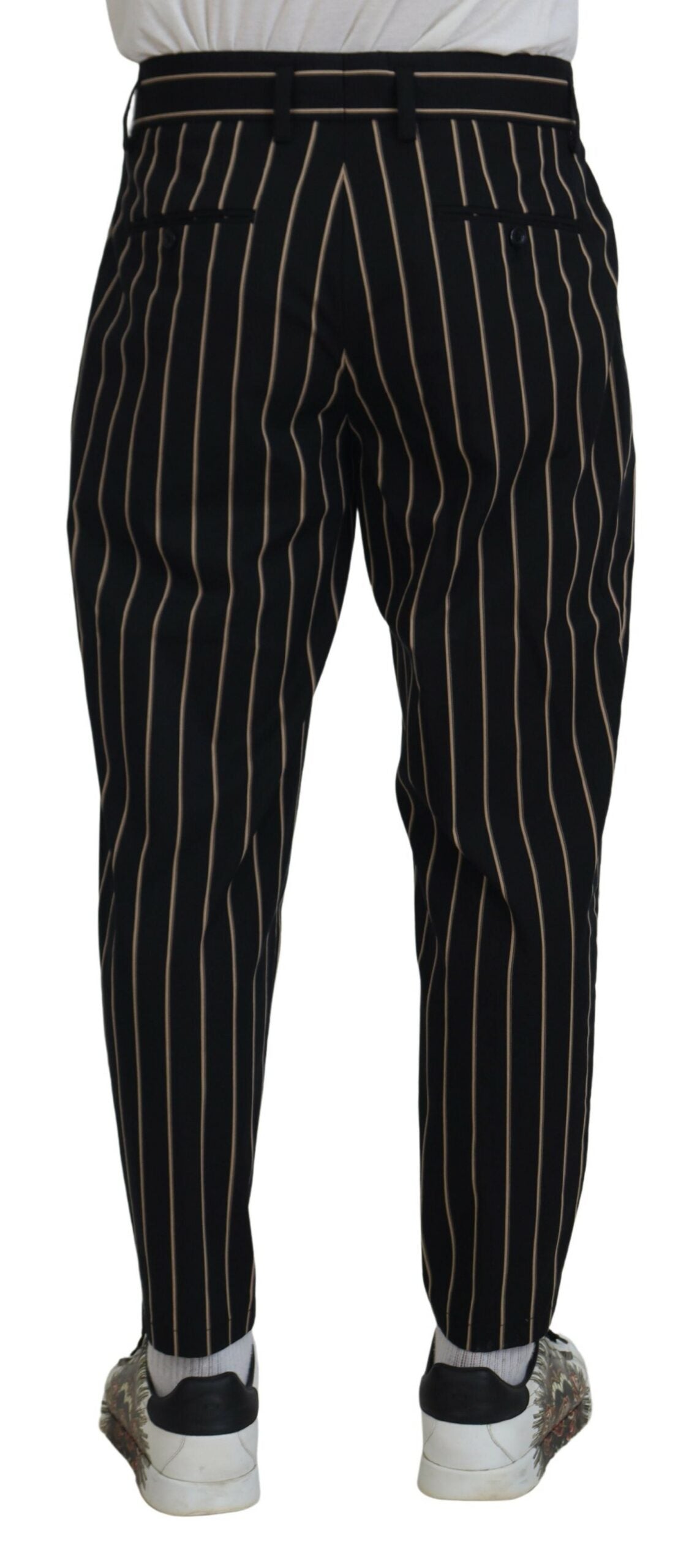 Pantalon en coton stretch rayé noir et beige de Dolce &amp; Gabbana