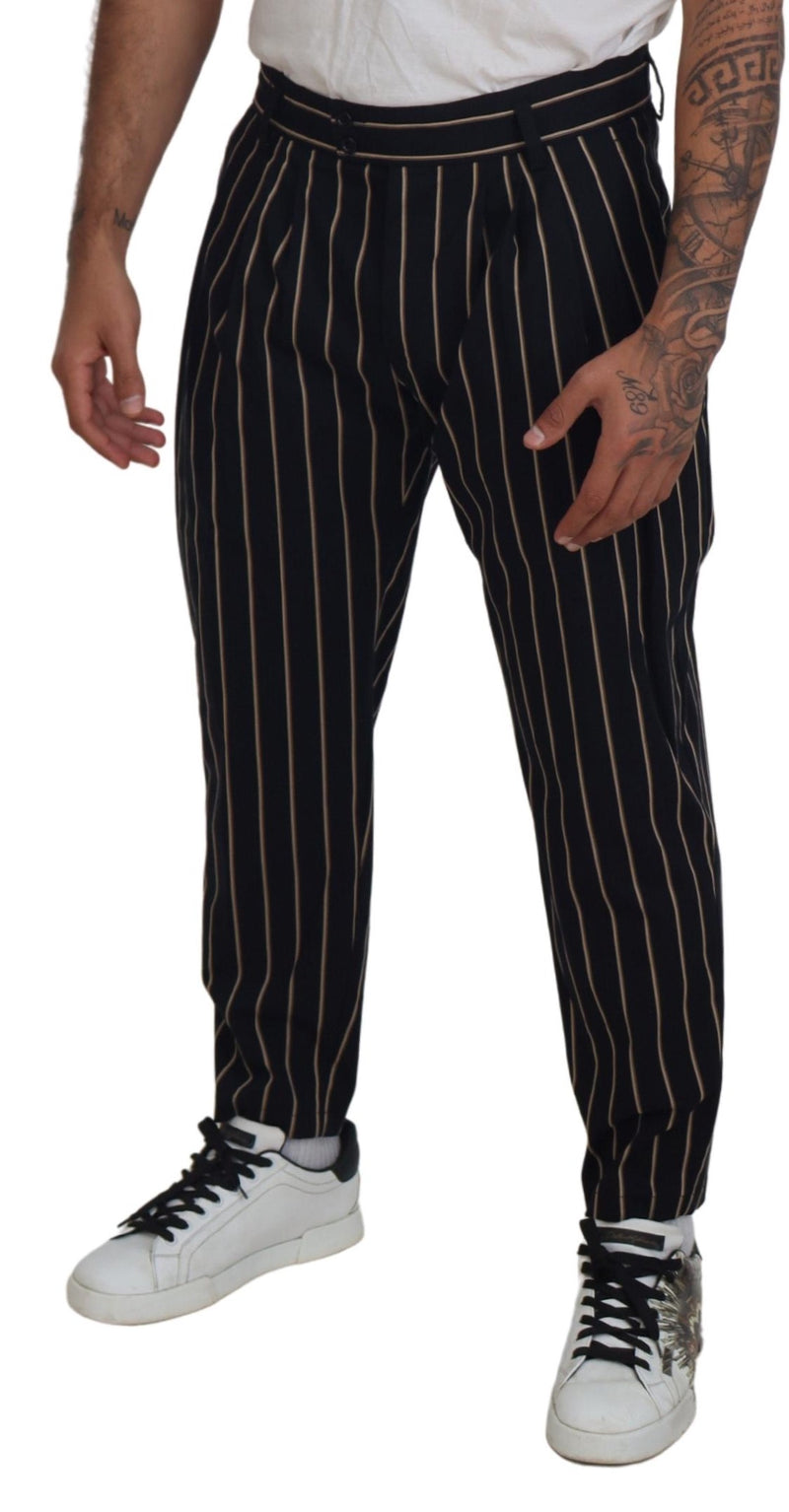 Pantalon en coton stretch rayé noir et beige de Dolce &amp; Gabbana