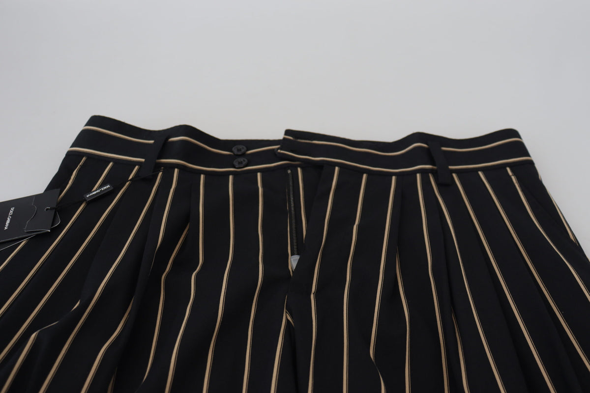 Pantalon en coton stretch rayé noir et beige de Dolce &amp; Gabbana