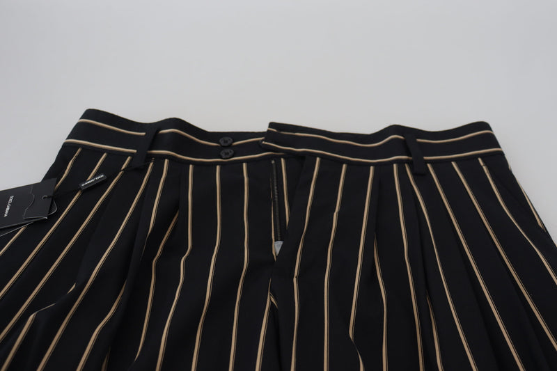 Pantalon en coton stretch rayé noir et beige de Dolce &amp; Gabbana
