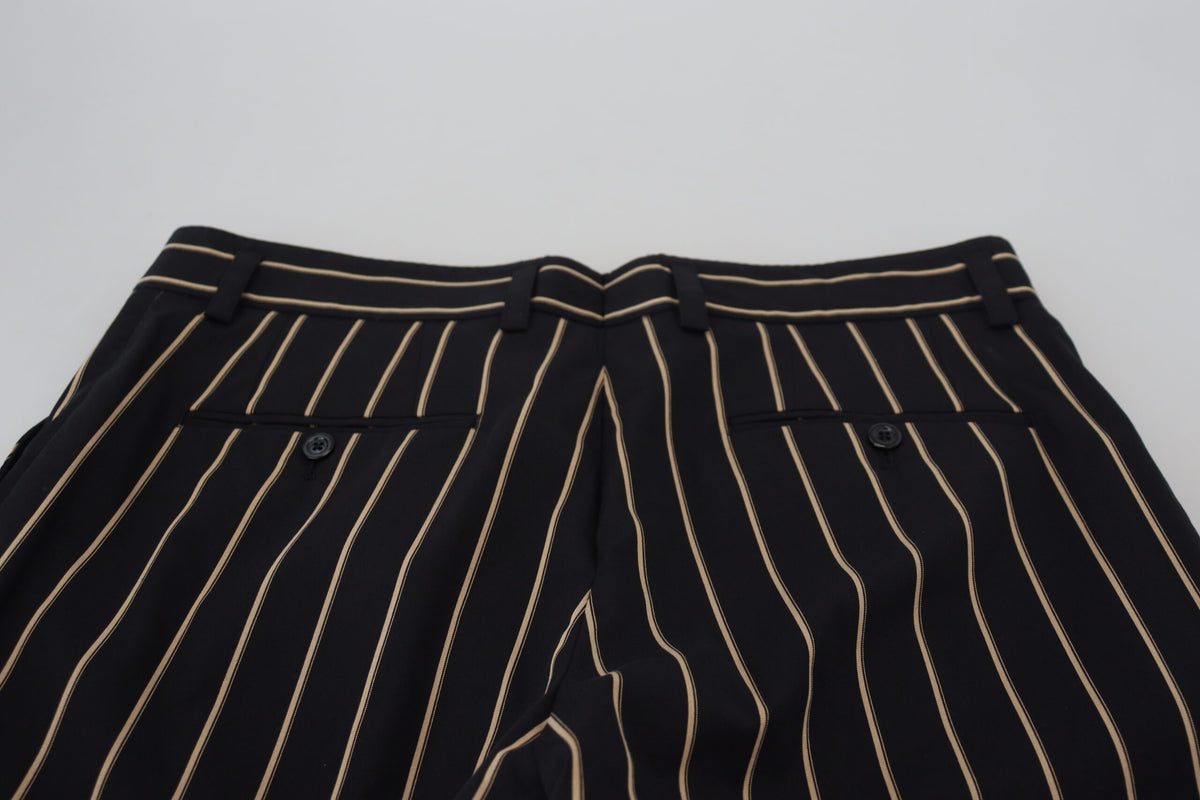 Pantalon en coton stretch rayé noir et beige de Dolce &amp; Gabbana