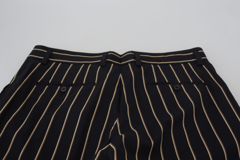 Pantalon en coton stretch rayé noir et beige de Dolce &amp; Gabbana