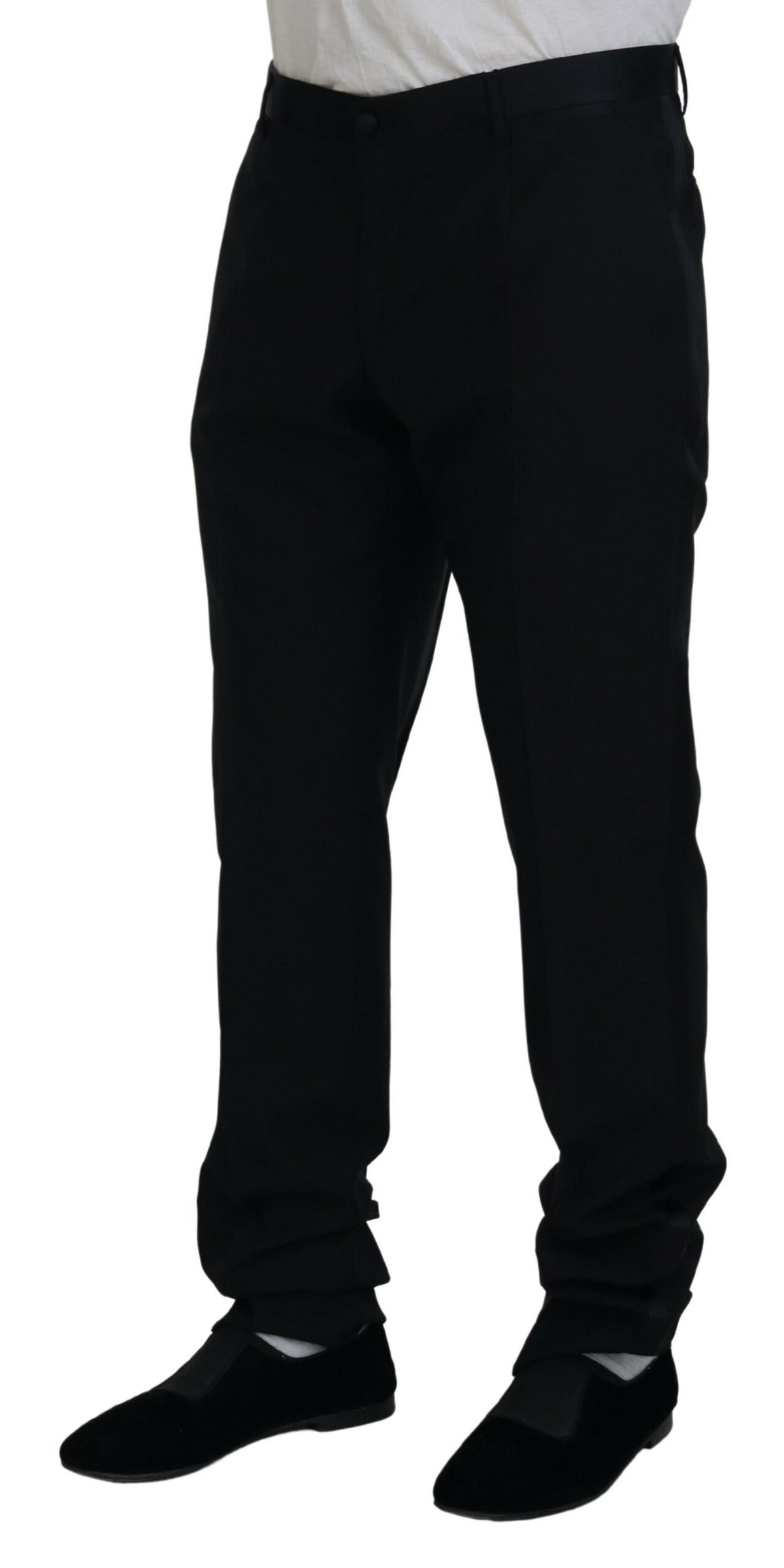 Pantalon-culotte en laine et soie noir Dolce &amp; Gabbana