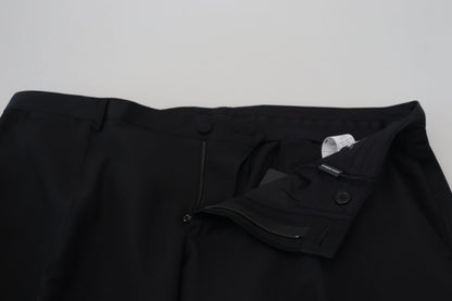 Pantalon-culotte en laine et soie noir Dolce &amp; Gabbana