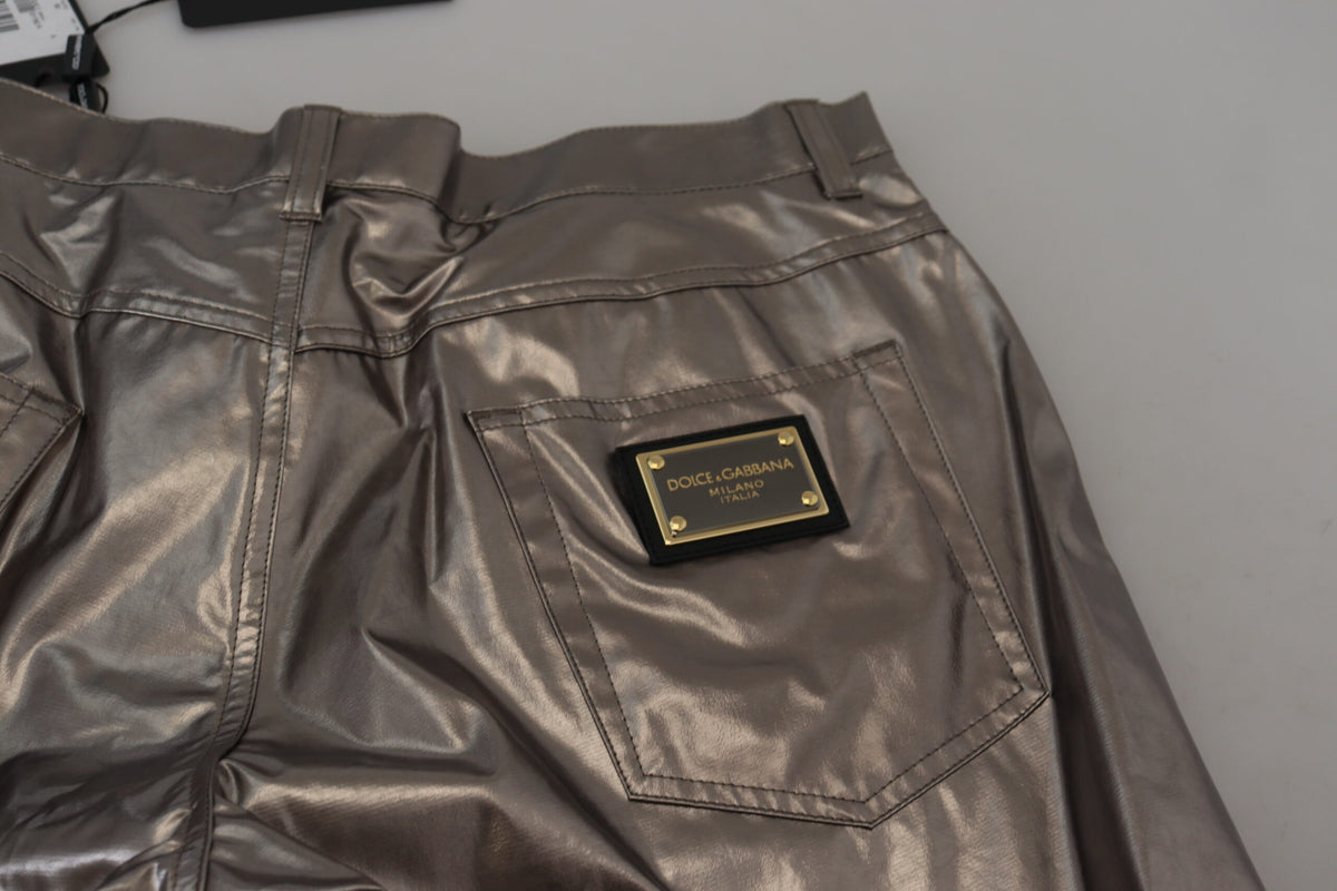 Pantalon en nylon extensible métallisé argenté de Dolce &amp; Gabbana