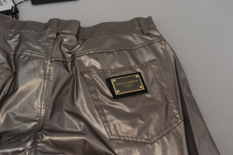 Pantalon en nylon extensible métallisé argenté de Dolce &amp; Gabbana