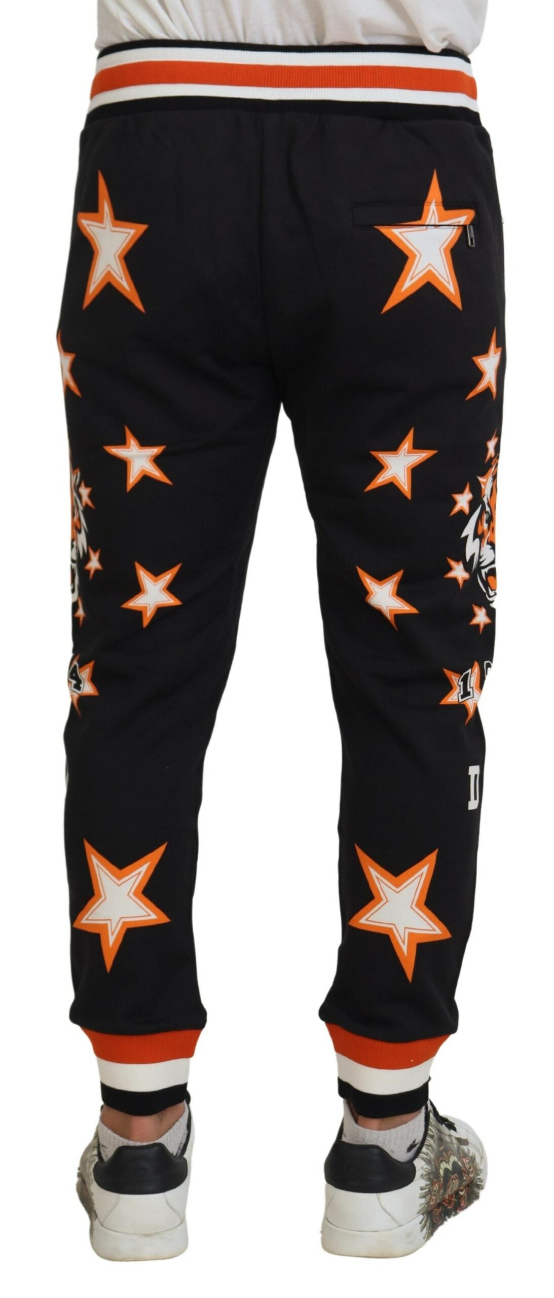 Pantalon de sport noir et orange à étoiles Dolce &amp; Gabbana