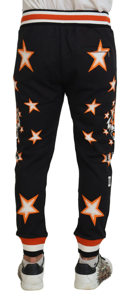 Pantalon de sport noir et orange à étoiles Dolce &amp; Gabbana