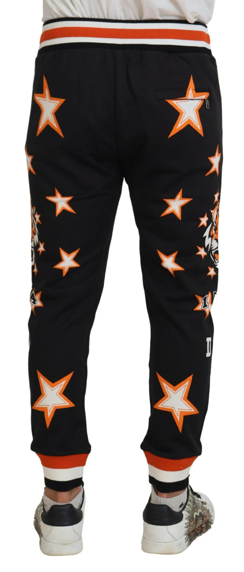Pantalon de sport noir et orange à étoiles Dolce &amp; Gabbana
