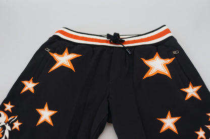 Pantalon de sport noir et orange à étoiles Dolce &amp; Gabbana