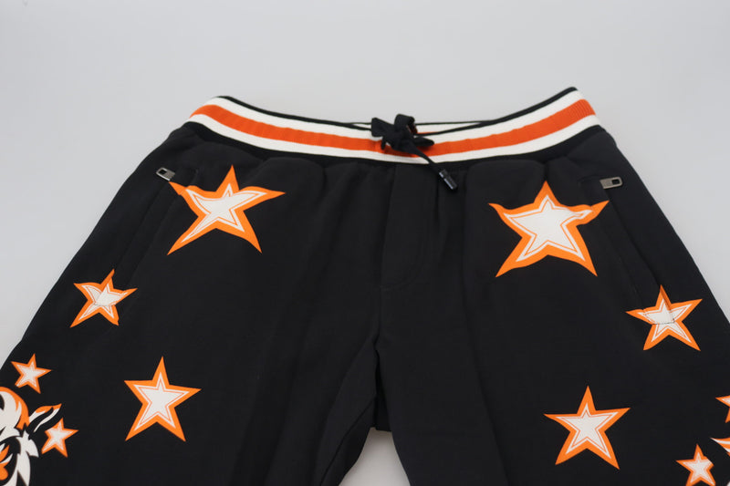 Pantalon de sport noir et orange à étoiles Dolce &amp; Gabbana