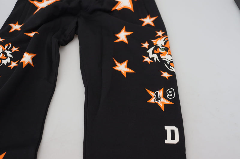 Pantalon de sport noir et orange à étoiles Dolce &amp; Gabbana