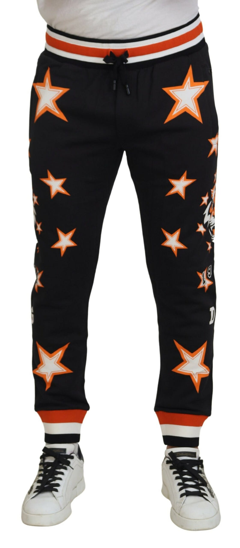 Pantalon de sport noir et orange à étoiles Dolce &amp; Gabbana