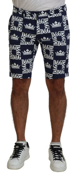 Shorts en coton à imprimé logo bleu de Dolce &amp; Gabbana