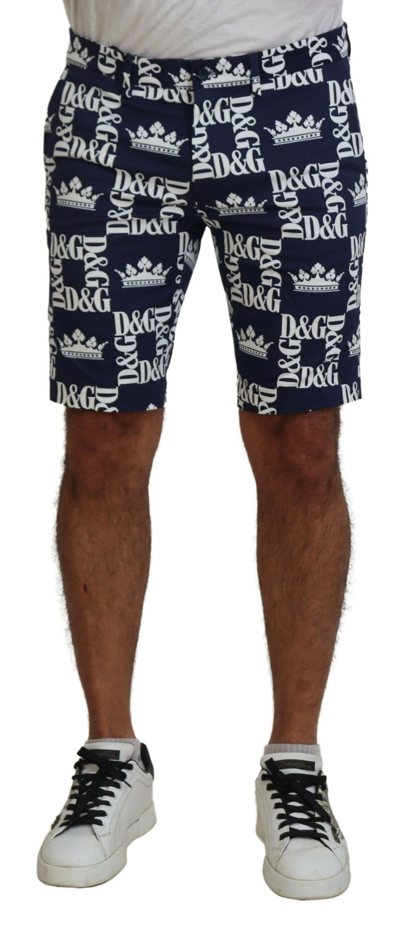 Dolce &amp; Gabbana blauwe katoenen chino shorts met logo-print
