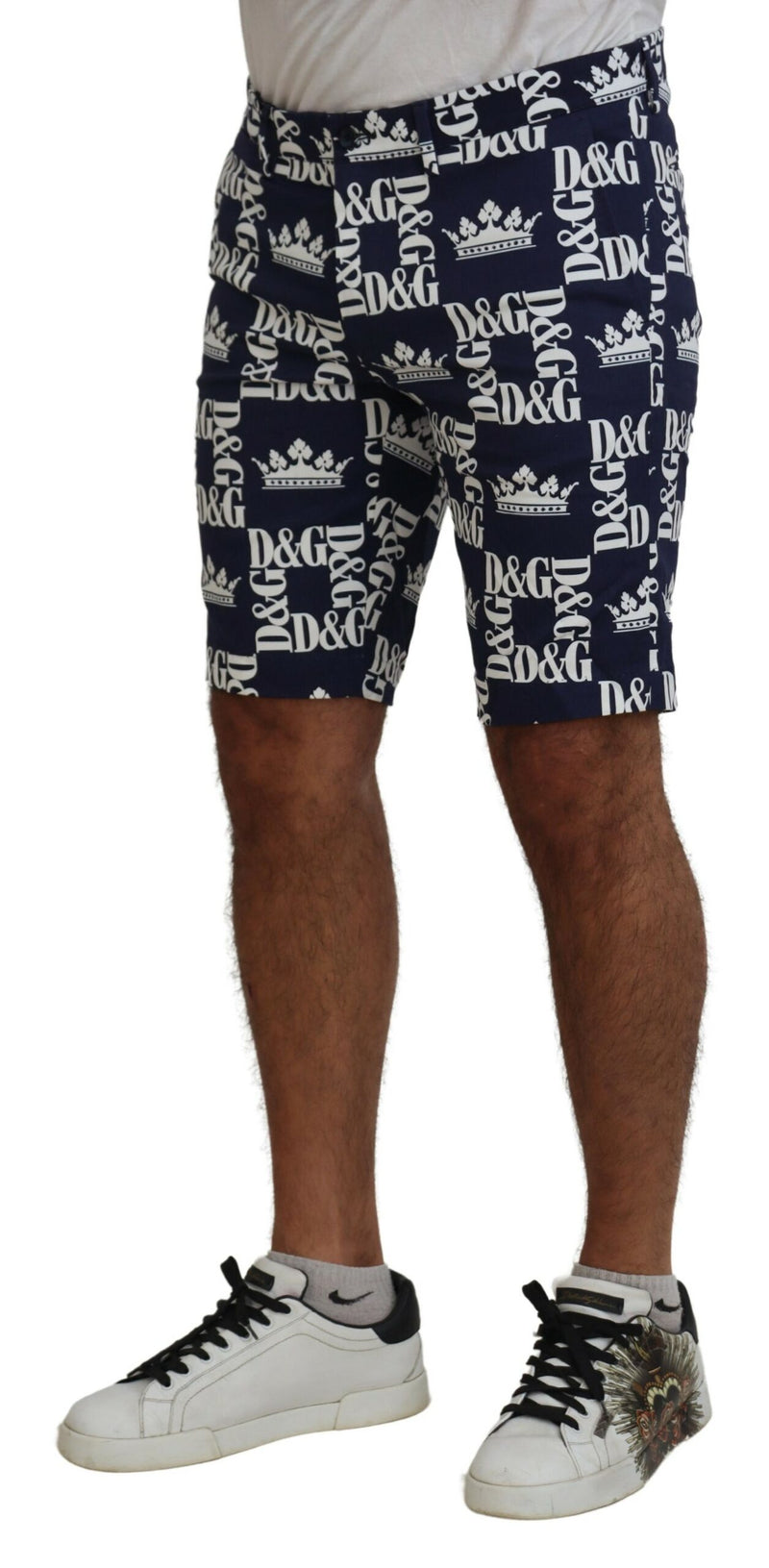 Dolce &amp; Gabbana blauwe katoenen chino shorts met logo-print