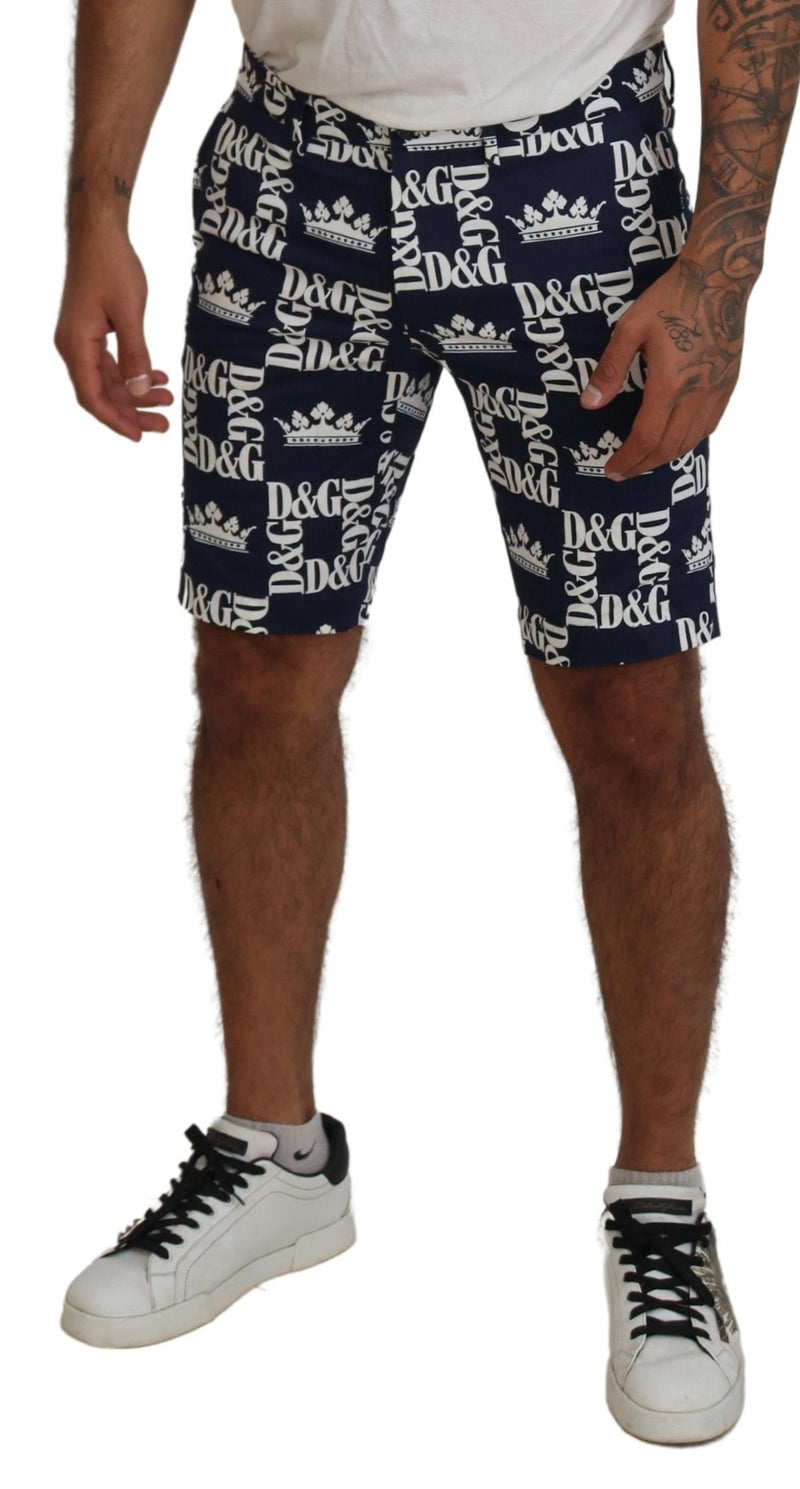 Dolce &amp; Gabbana blauwe katoenen chino shorts met logo-print