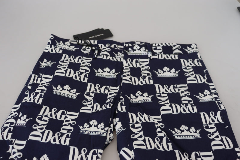 Dolce &amp; Gabbana blauwe katoenen chino shorts met logo-print