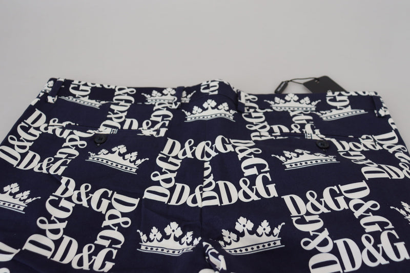 Dolce &amp; Gabbana blauwe katoenen chino shorts met logo-print
