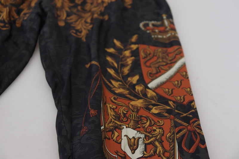 Dolce &amp; Gabbana grijze zijden broek met barokke kroonmotief, sportbroek