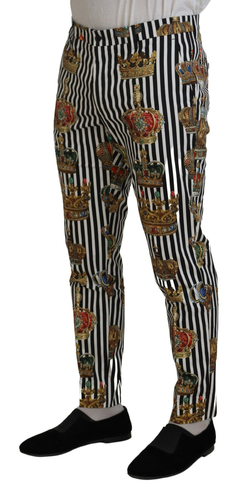 Dolce &amp; Gabbana witte katoenen stretch broek met kroonmotief