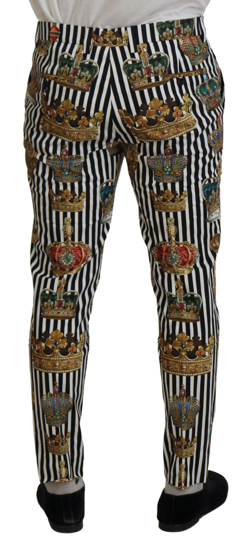 Dolce &amp; Gabbana witte katoenen stretch broek met kroonmotief