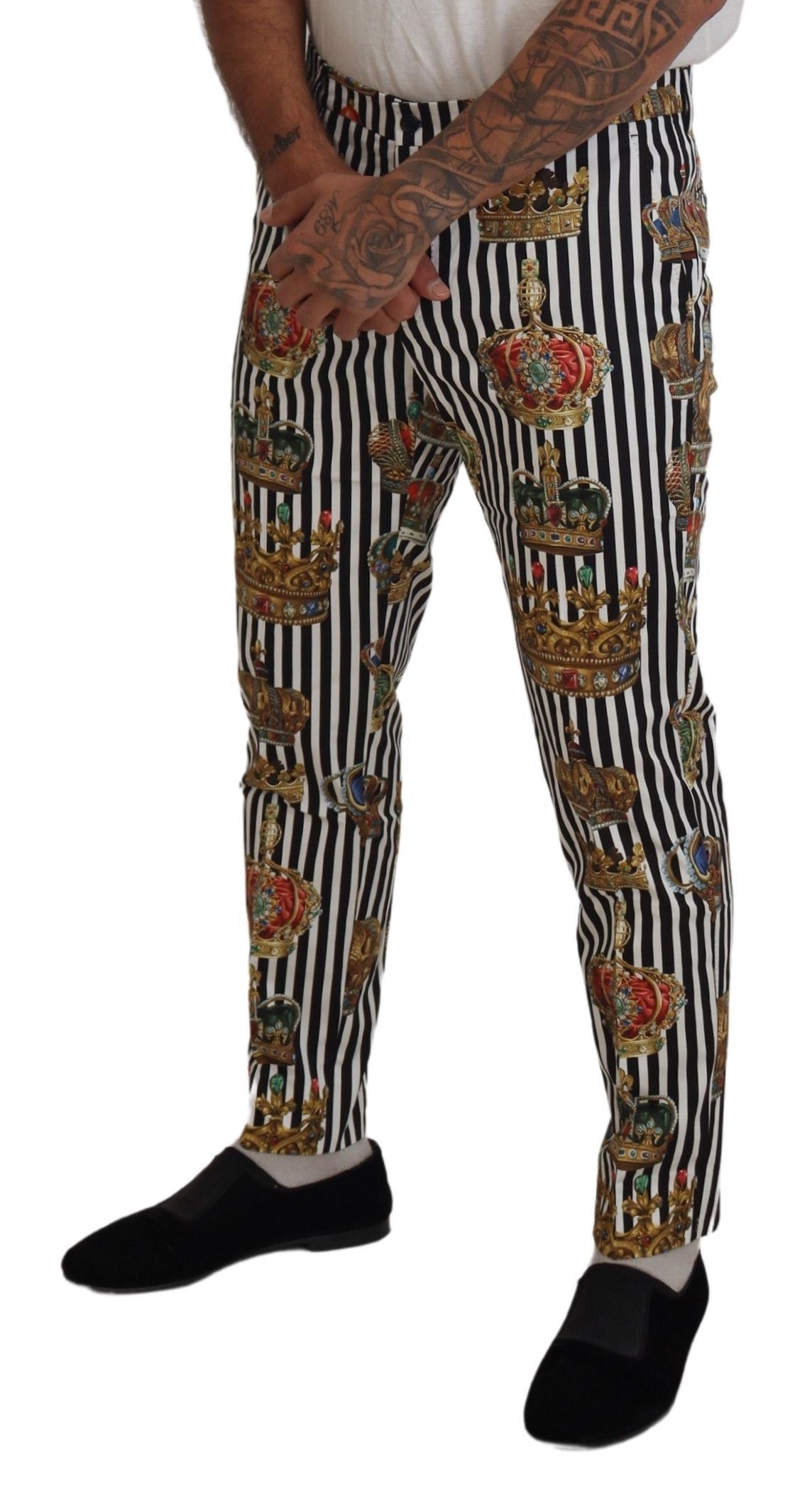 Pantalon Crown en coton stretch blanc de Dolce &amp; Gabbana