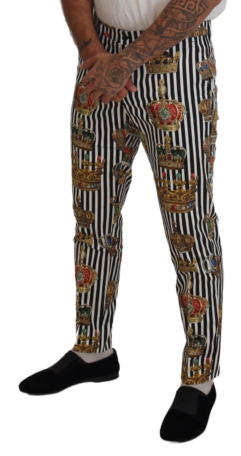 Dolce &amp; Gabbana witte katoenen stretch broek met kroonmotief