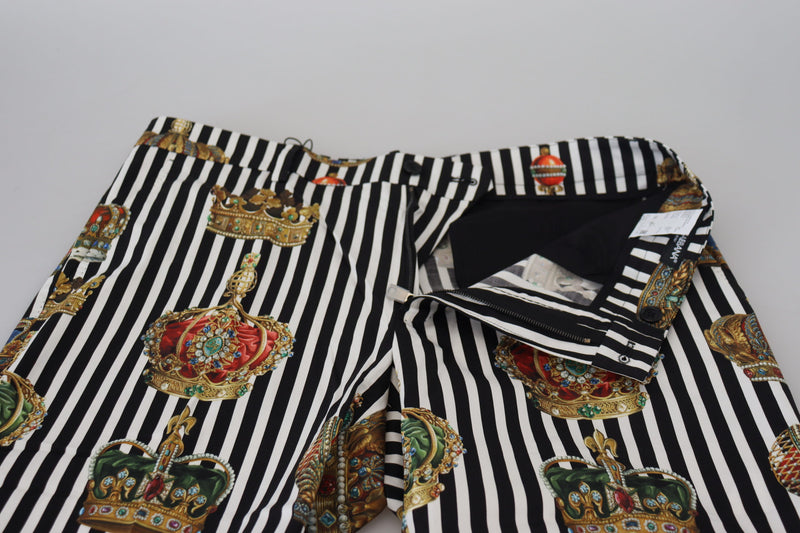 Dolce &amp; Gabbana witte katoenen stretch broek met kroonmotief