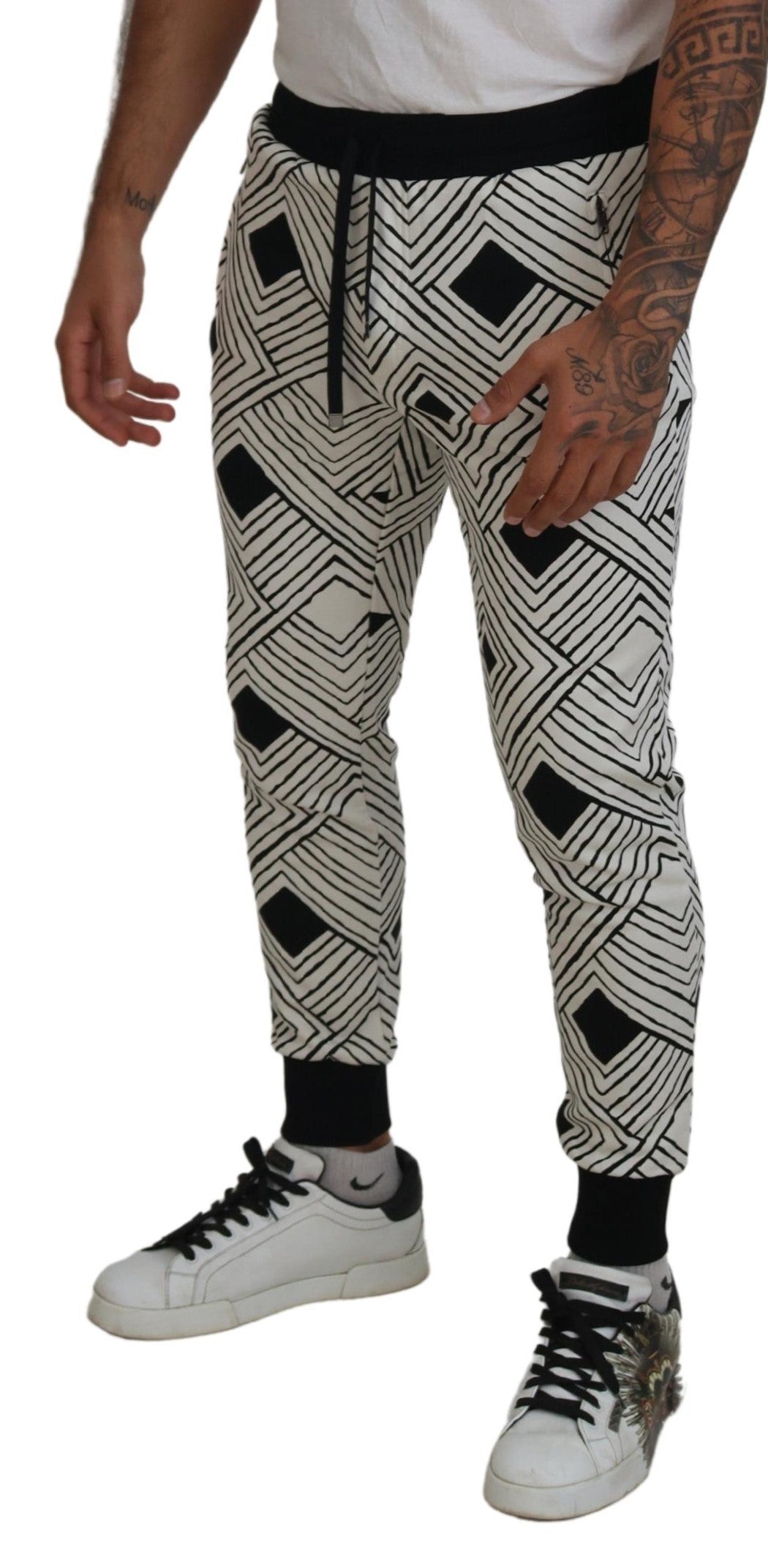 Pantalon de sport Dolce &amp; Gabbana en coton noir et blanc