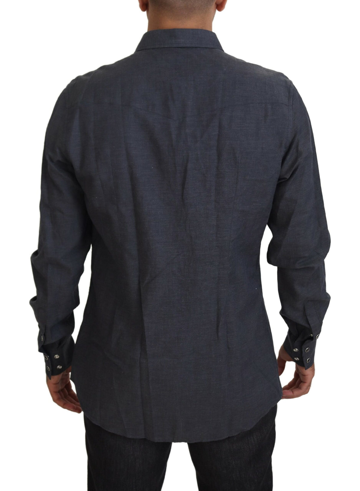 Chemise en jean bleu coton avec abeille en cristal de Dolce &amp; Gabbana