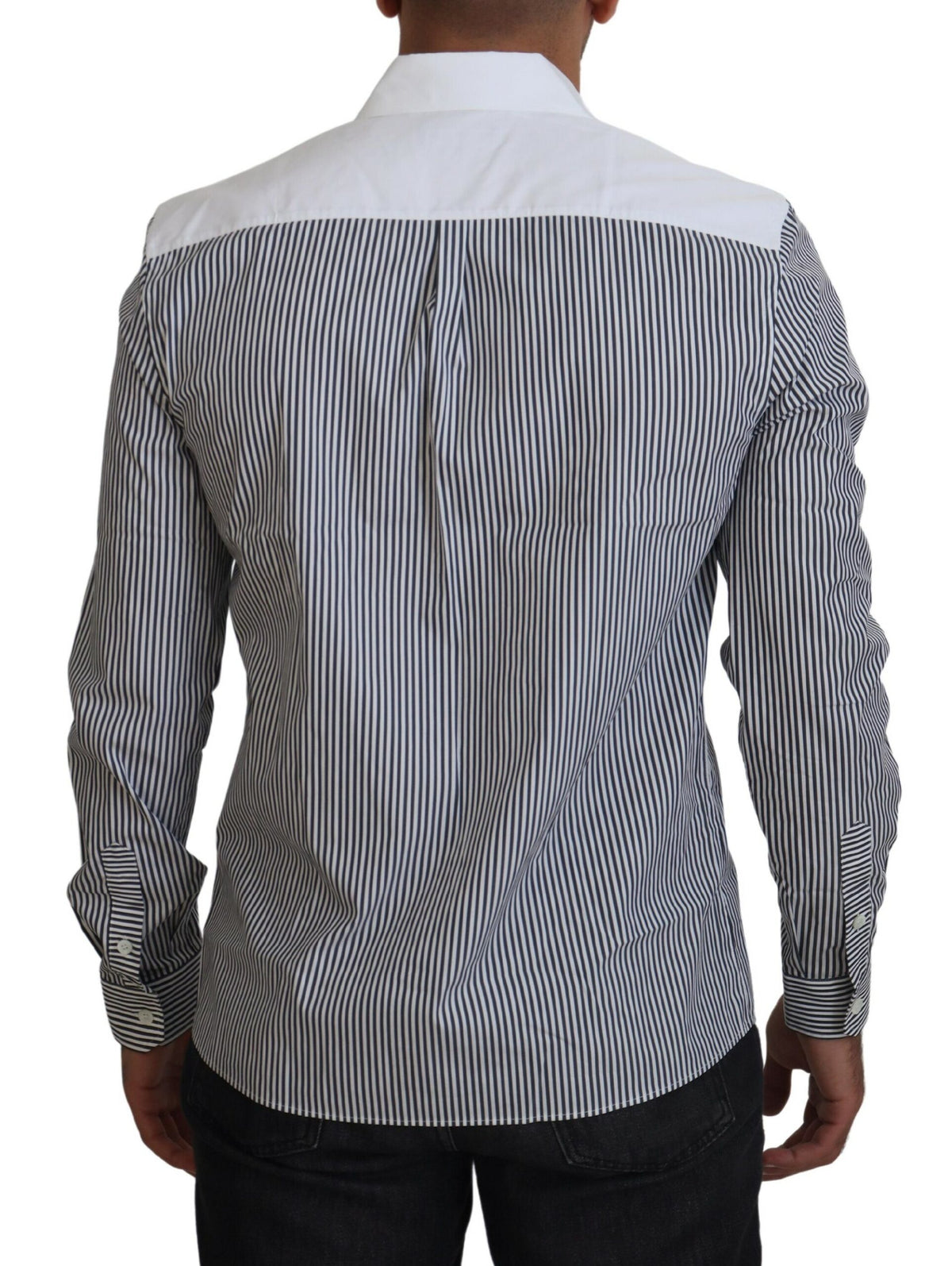 Chemise à rayures grises et blanches, coupe ajustée, Dolce &amp; Gabbana