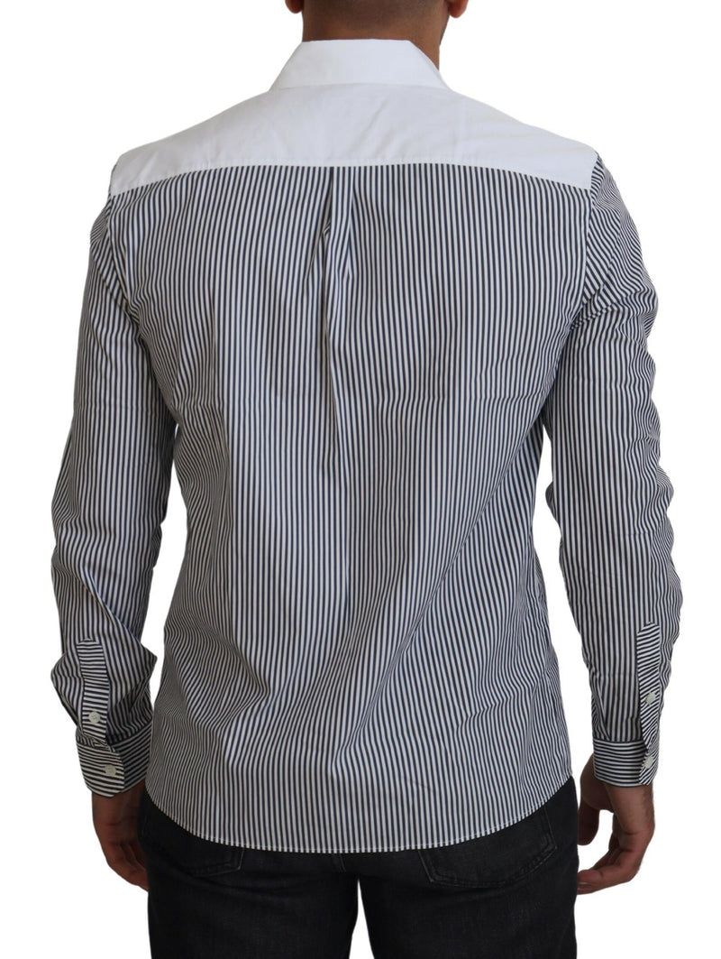 Chemise à rayures grises et blanches, coupe ajustée, Dolce &amp; Gabbana