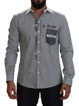 Chemise à rayures grises et blanches, coupe ajustée, Dolce &amp; Gabbana