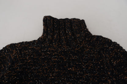 Pull col montant en tricot brun Fatto A Mano de Dolce &amp; Gabbana