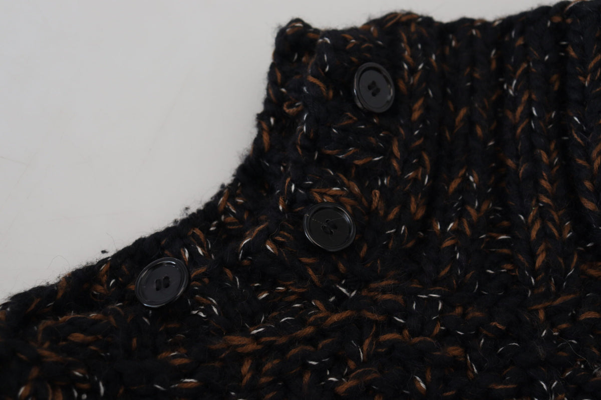 Pull col montant en tricot brun Fatto A Mano de Dolce &amp; Gabbana