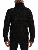 Pull col montant en tricot brun Fatto A Mano de Dolce &amp; Gabbana