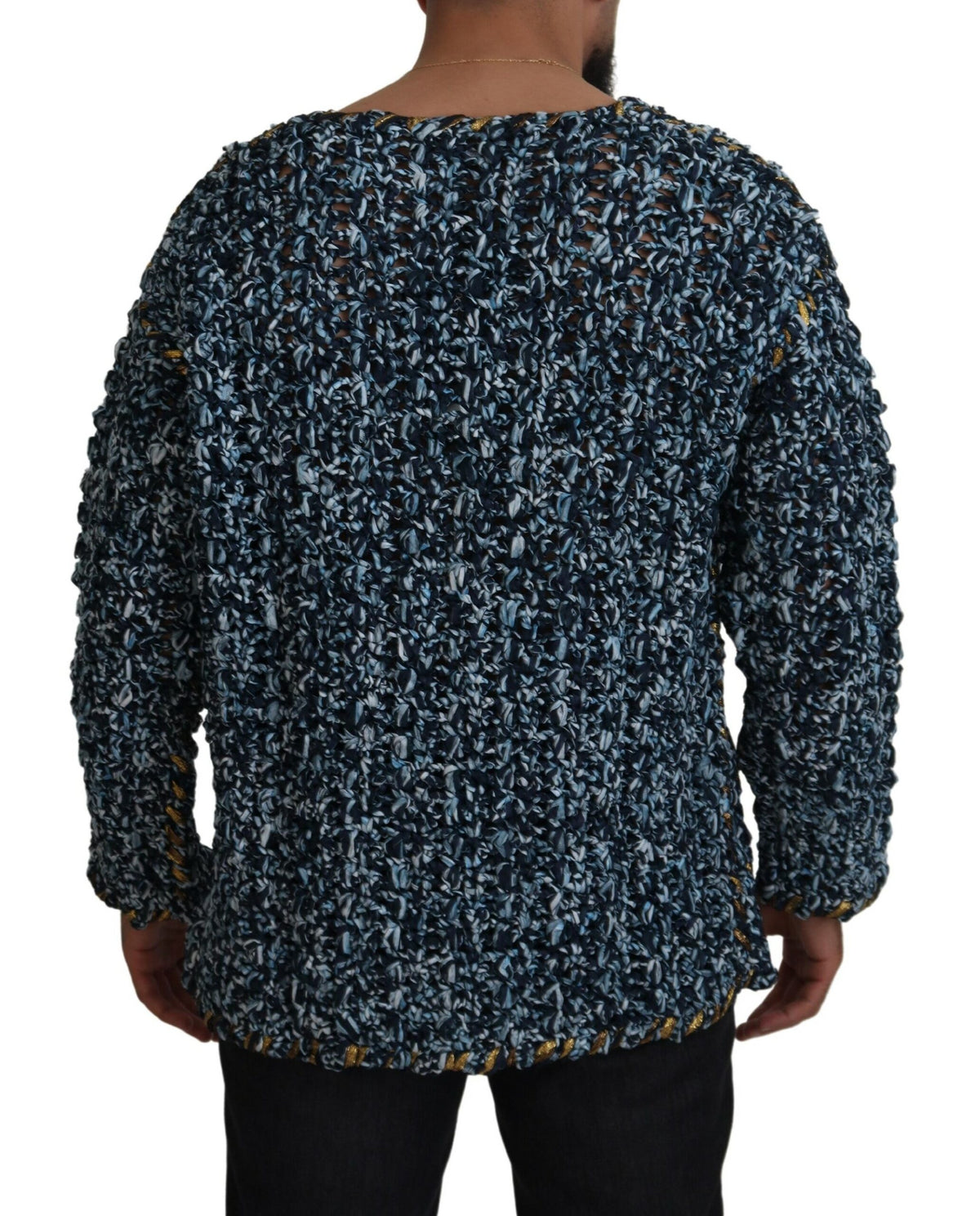Pull en cardigan bleu à boutons Dolce &amp; Gabbana, fait à la main.