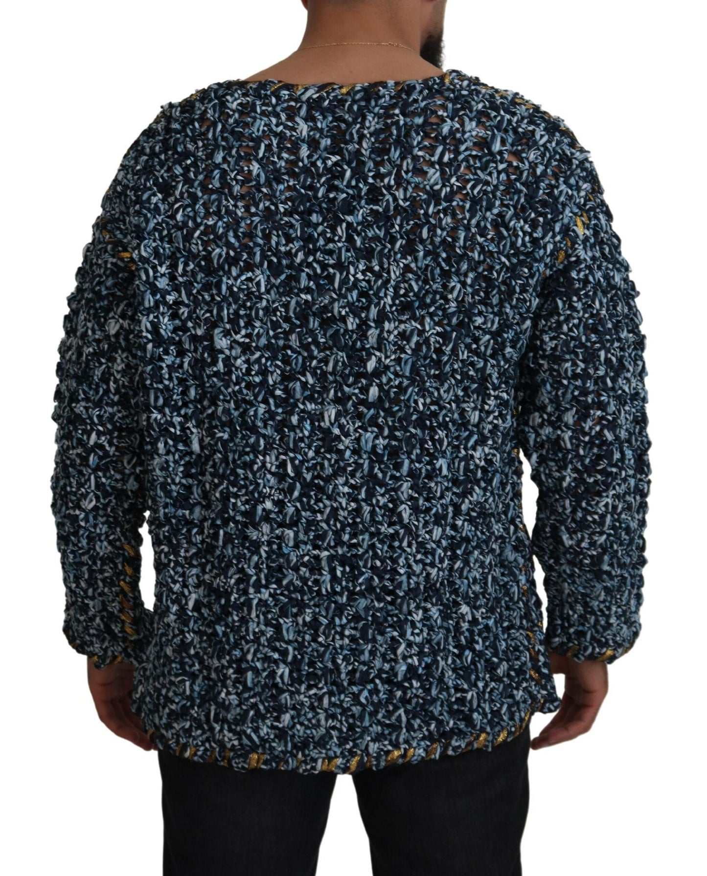 Pull en cardigan bleu à boutons Dolce &amp; Gabbana, fait à la main.