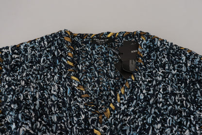 Pull en cardigan bleu à boutons Dolce &amp; Gabbana, fait à la main.
