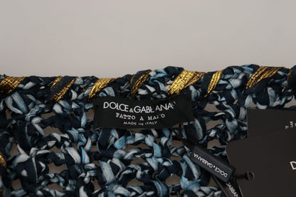 Pull en cardigan bleu à boutons Dolce &amp; Gabbana, fait à la main.